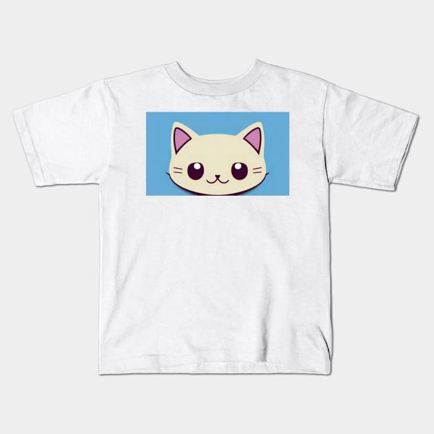 Cartoon cat character icon logo Kids T-Shirt by DyeruArt